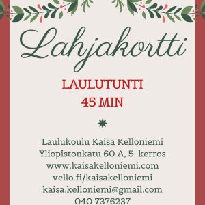 Lahjakortti /laulutunti 45 min