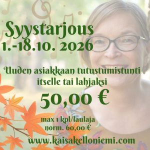 Uuden asiakkaan tutustumistunti 50,00 € 1.-18.10.2026